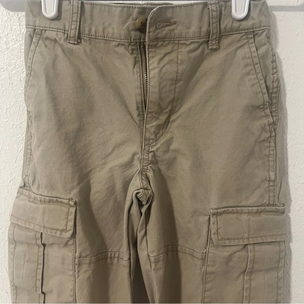 Old Navy Boys Bundle (2) Size 7 Slim Baggy Cargo Pants Beige Olive Adj Waist